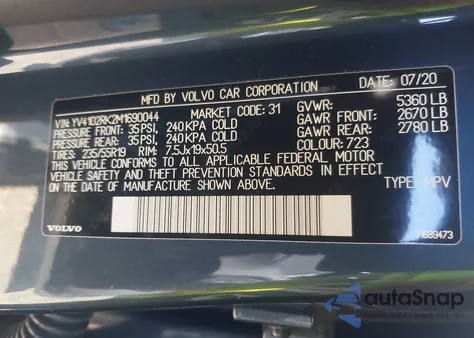 2021 Volvo Xc60 T5 Momentum from USA, damaged, VIN YV4102RK2M1690044